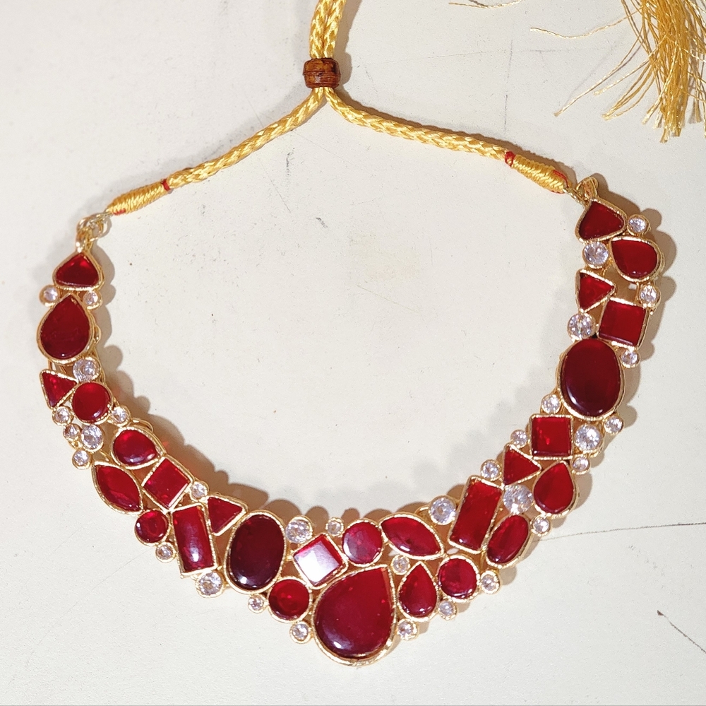 Maroon Beautiful Statement Necklace Egyptian Styl… - image 7